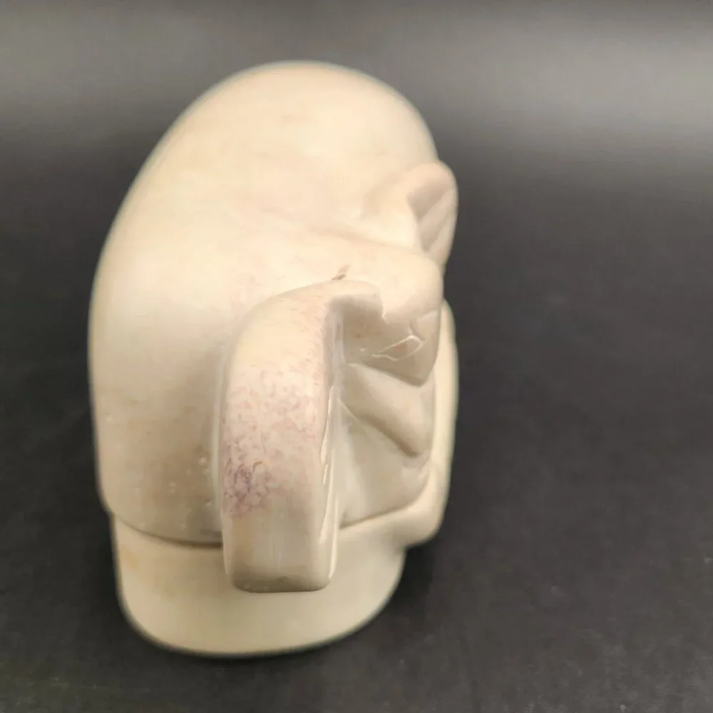 African Soapstone Hand Carved Elephant Trinket Box Carved in Kenya